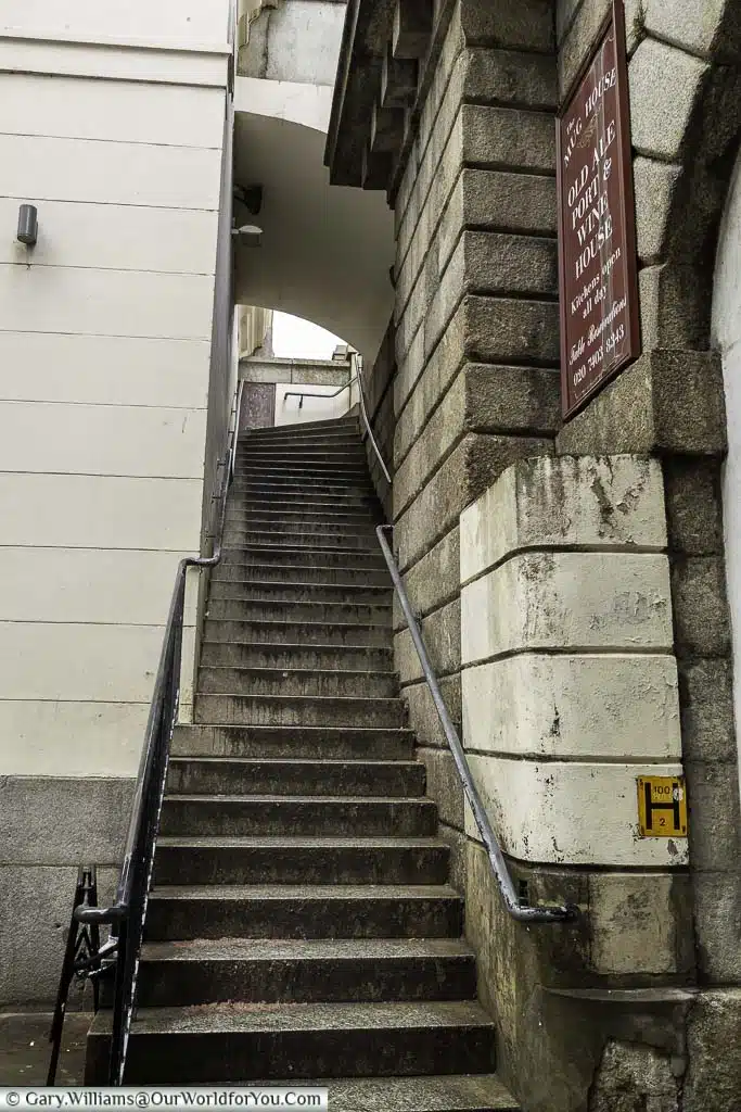 The stone step leading from montague close up to london bridge, known as Nacy's steps in reference to charles dickens' oliver twist