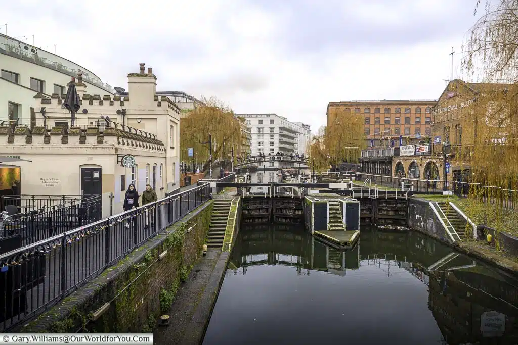 Camden Locks on the Regent’s Canal that connects to the Grand Union Canal, connecting London to Birmingham.