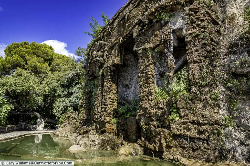 The background of the waterfall at castle hill in nice in the south of france