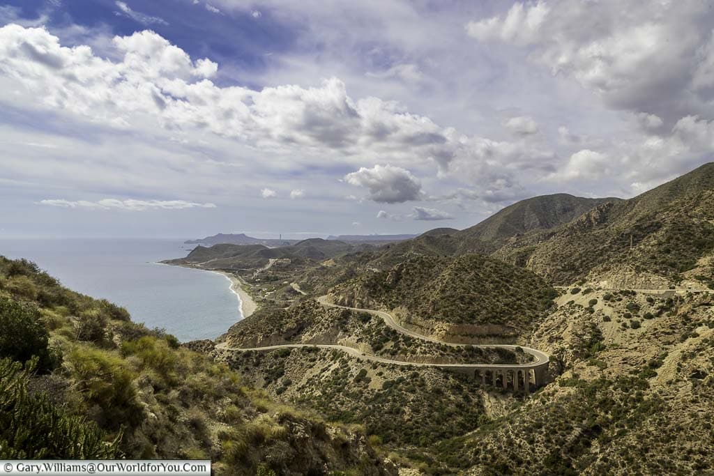 The view along the coastal road from the Mirador de la Granatilla towards carboneras in southeastern spain