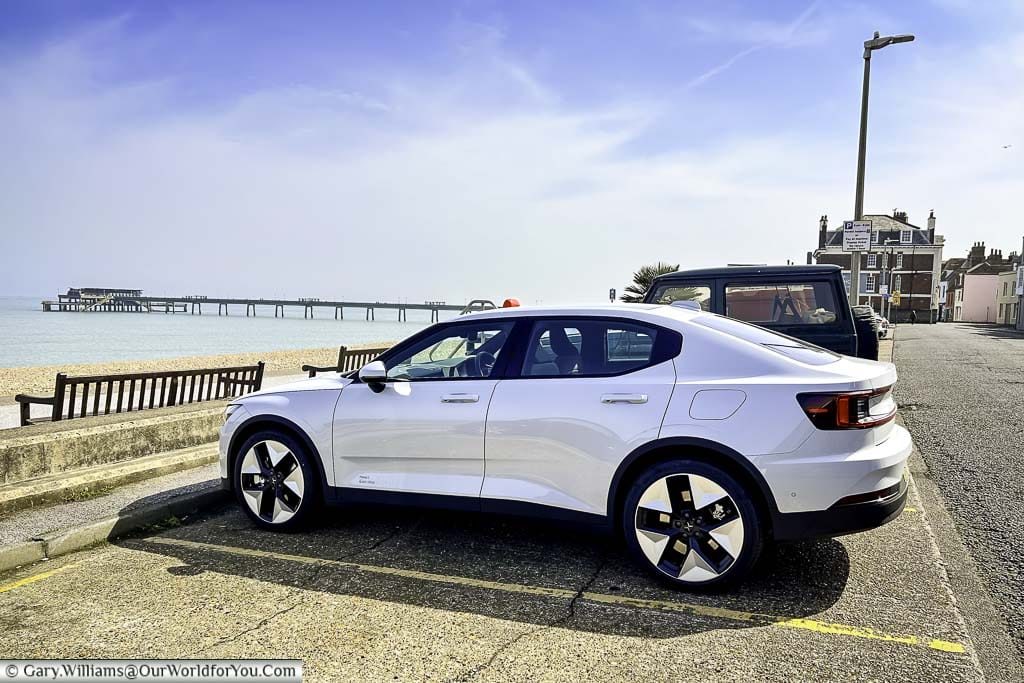 Our magnesium polestar 2 ev parked at the roadside in deal