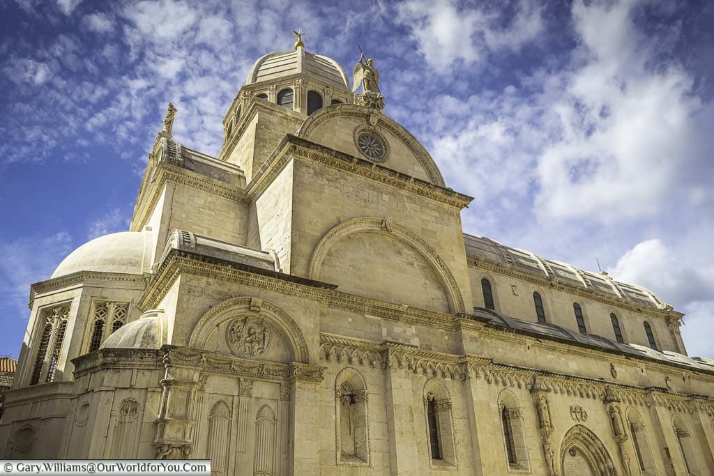 Looking up at the UNESCO listed Cathedral of St James in Šibenik