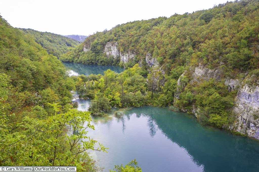 Numerous pools between a revine at plitvice lakes national park in croatia