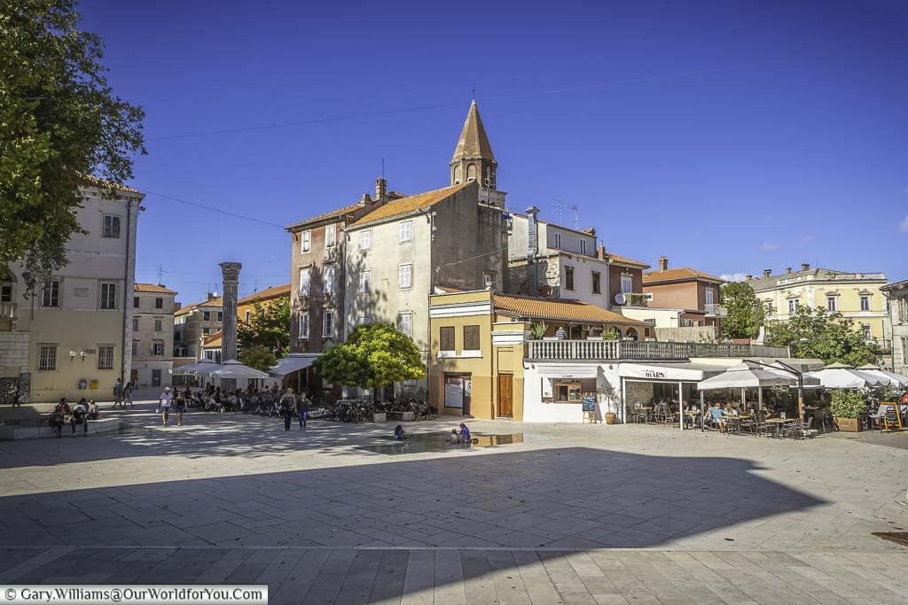 A large open area around Trg Petra Zoranića in the old town of Zadar