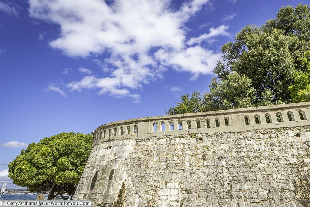 The rebuilt stone city walls around the old town zadar, croatia