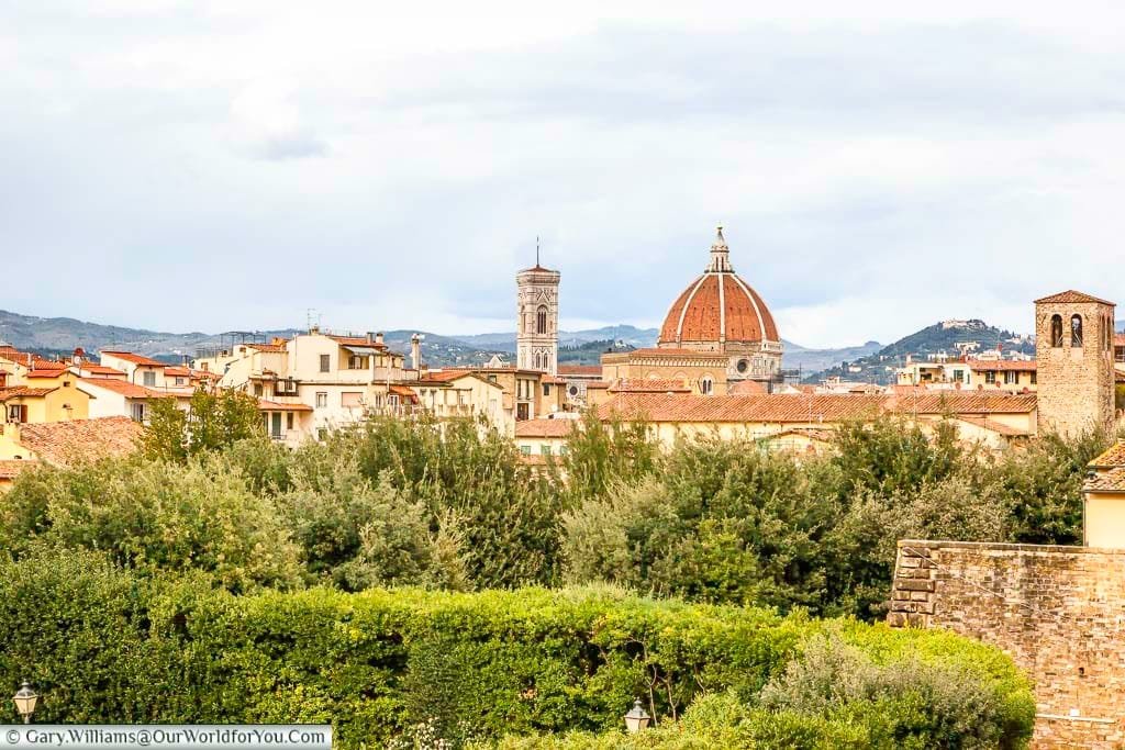 The view over the rooftops to the duomo in florence, italy