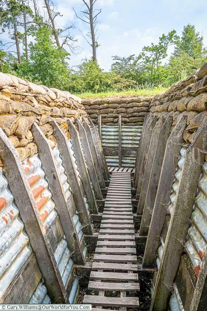 A recreation of a british world war one trench at the passchendaele museum at Zonnebeke, Belgium