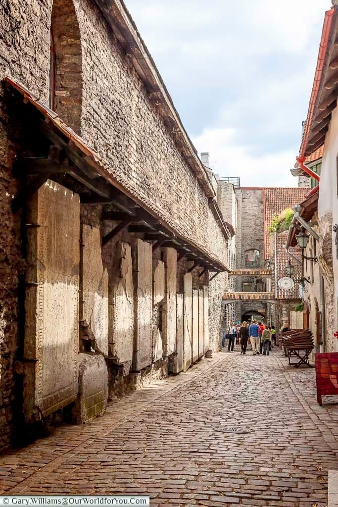 These tombstones line the passage on one side, on the other is a set of artisan craft shops belonging to the Katariina Guild.