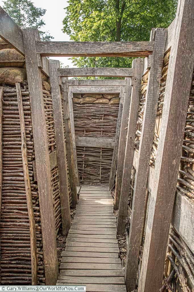 A recreation of a german world war one trench at the passchendaele museum at Zonnebeke, Belgium