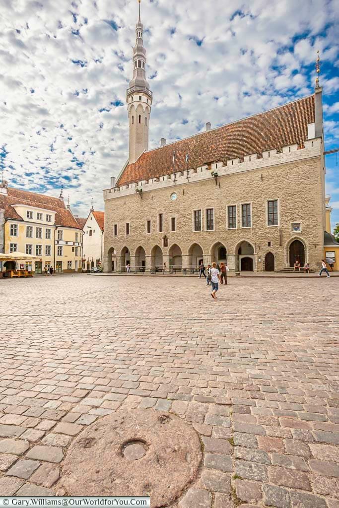 Tallinn's medieval gothic town hall taking centre stage in raekoja plats in the heart of old tallinn