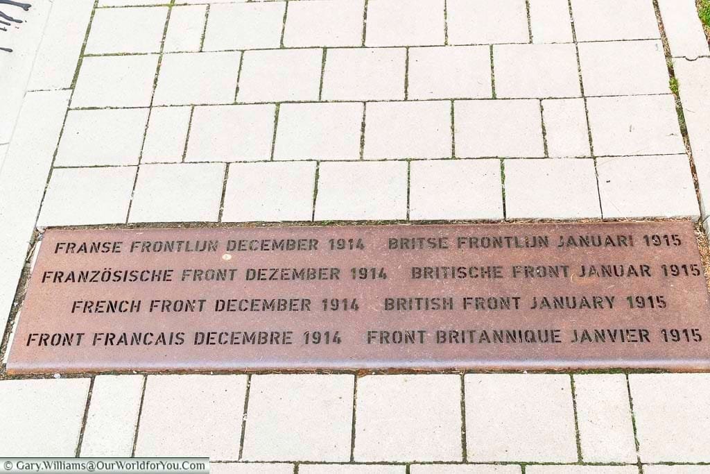 A strip of steel marking the allied front line in january 1915 in the battlefields of belgium