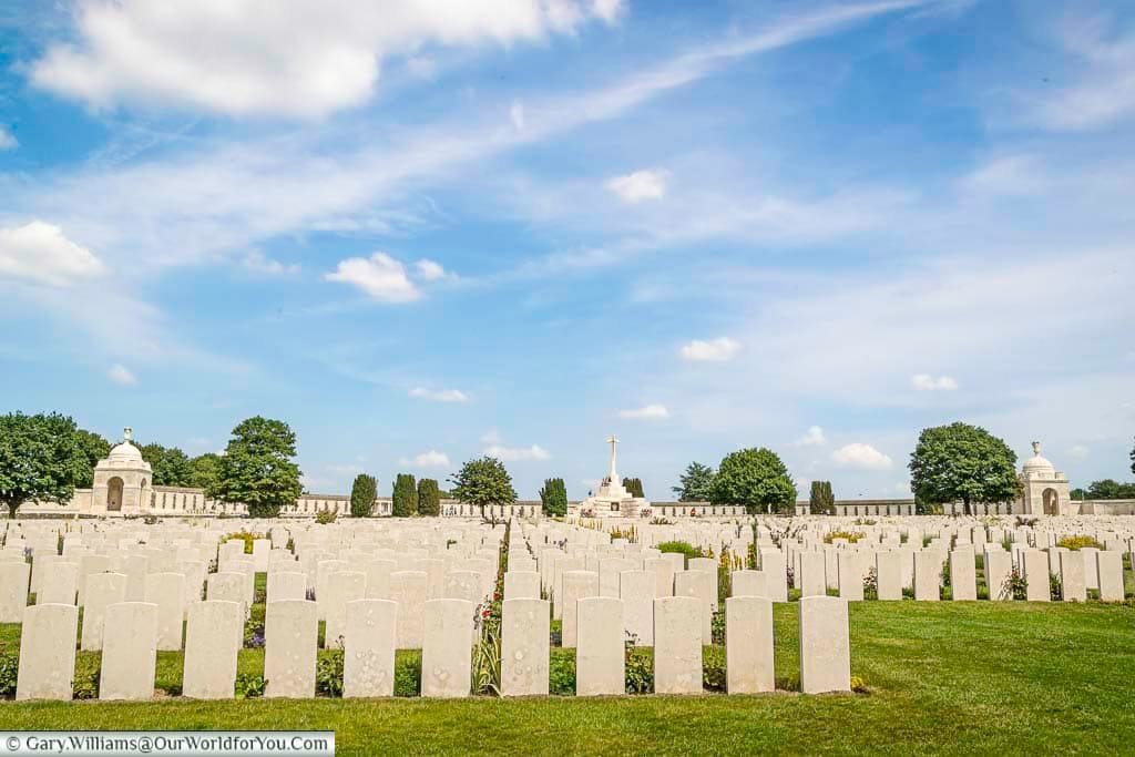 The full view of the commonwealth war graves tyne cot cemetery, near ypres in flanders, belgium