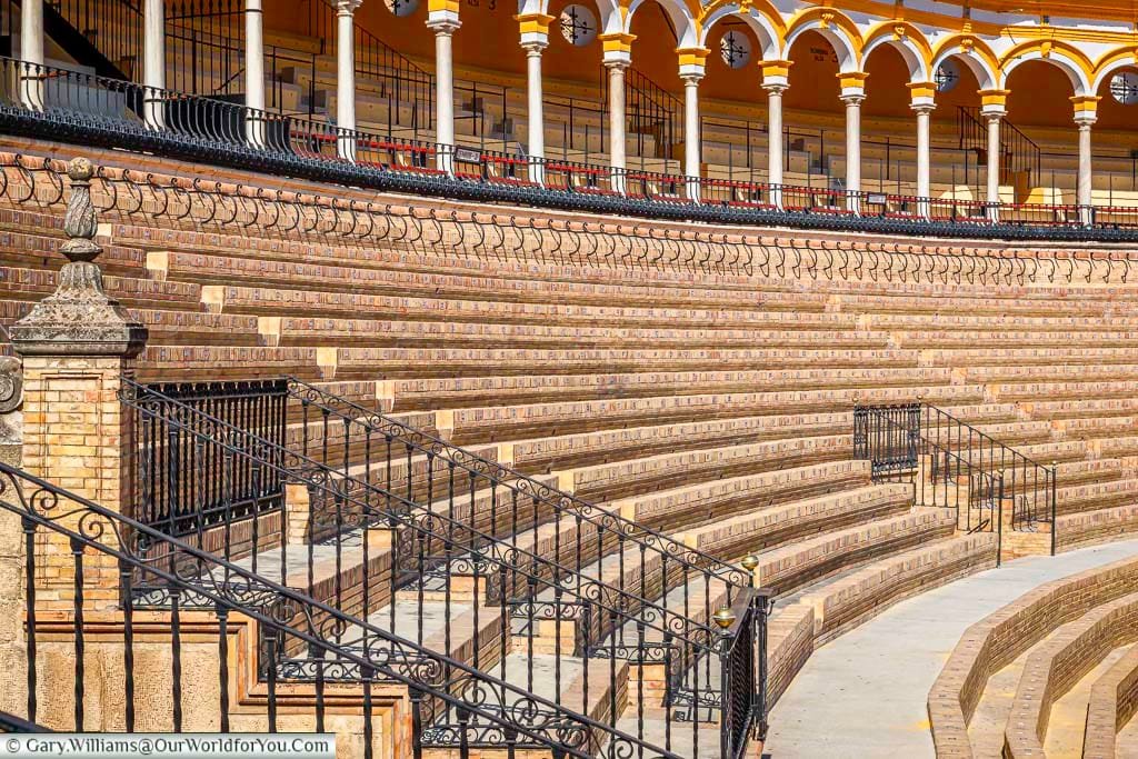 The tiered seating inside the bullring, or Plaza de Toros as it's known in Spanish. The styling is traditional but not sure if we could watch a 'show'