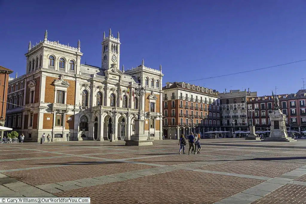 valladolid's town call as seen from the far side of the plaza mayor in the castile and león of spain
