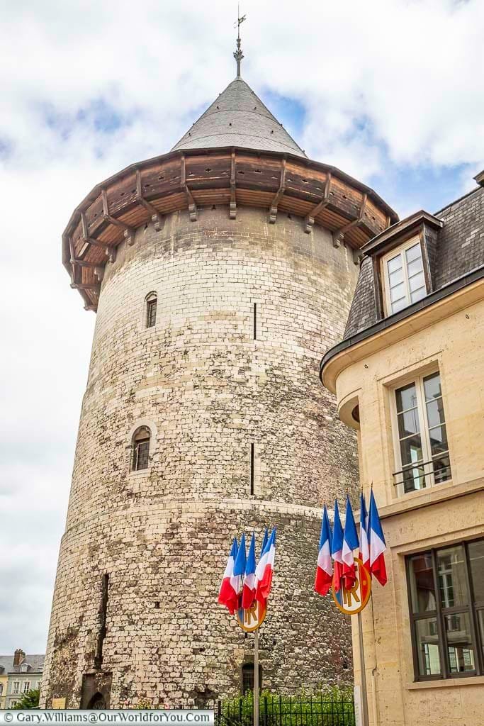The stone tower that imprisoned Joan of Arc during her final days in Rouen.