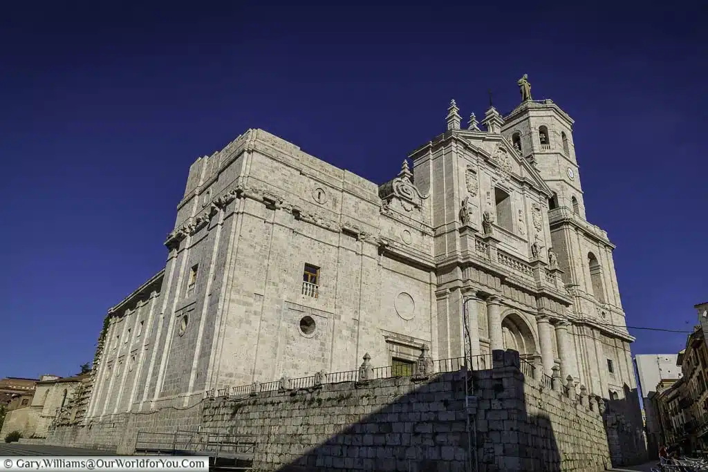 Looking up at valladolid cathedral in the castile and león region of spain