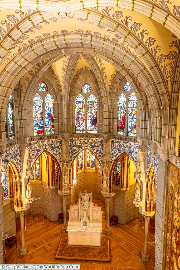 Looking down on the chapel within the episcopal palace of astorga in northern spain