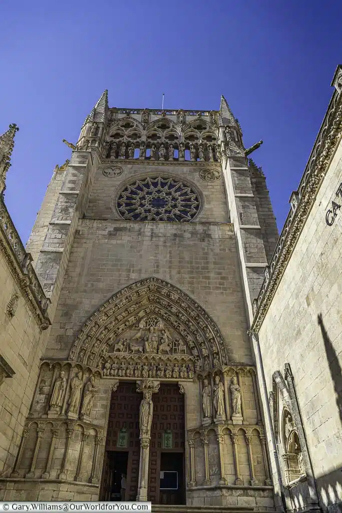 The puerta del sarmental entrance of burgos cathedral in northern spain
