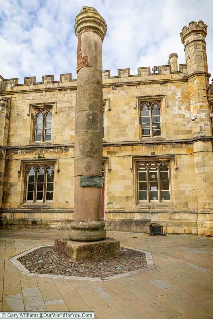 The Roman column in York Minster’s courtyard, a historic landmark that connects the city to its ancient Roman roots. This iconic monument is a must-see for visitors exploring York’s rich heritage.