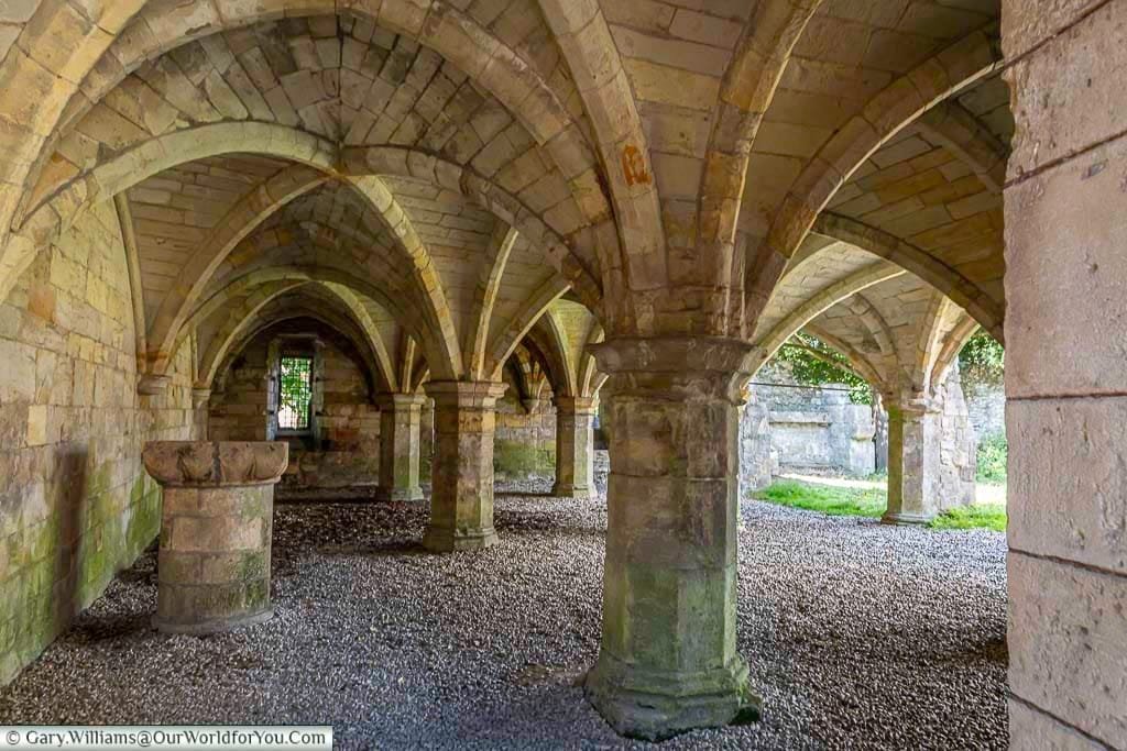 The medieval ruins of St. Leonard’s Hospital in York reveal striking vaulted stone arches and atmospheric walkways. A hidden gem for visitors on a York walking tour, rich in history and heritage.