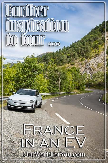 The pin image for our post - Further Inspiration to explore France with an EV
