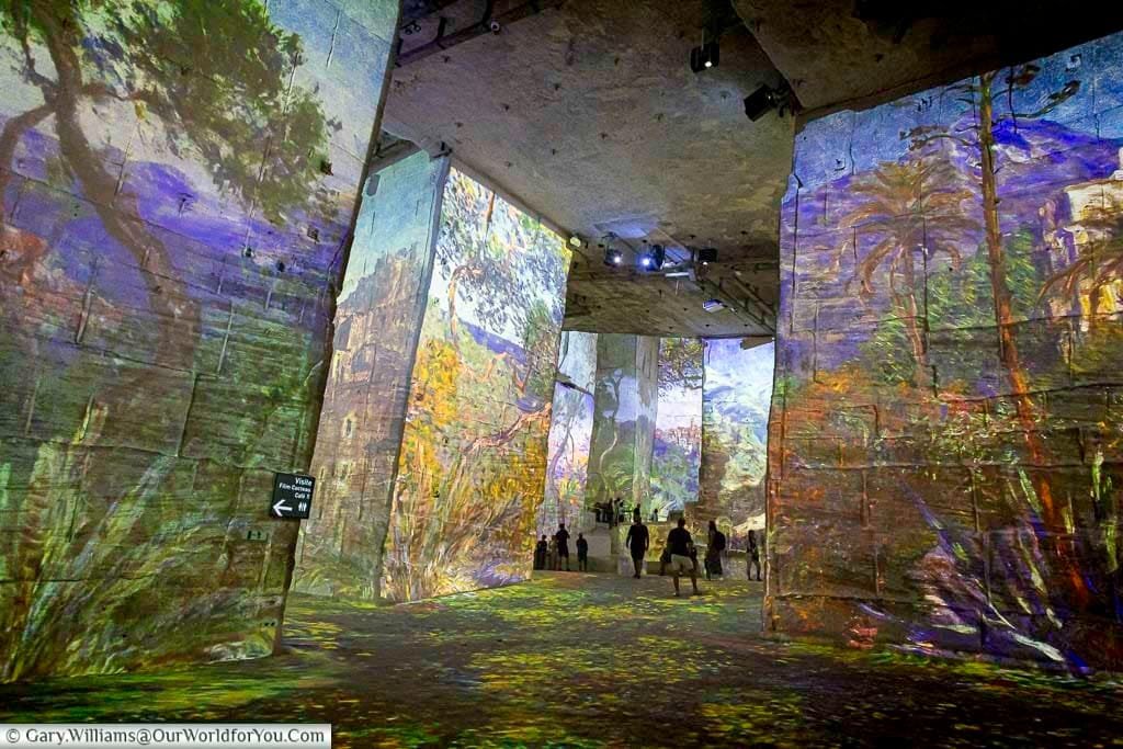 Immersive art installation at Carrières des Lumières in Provence, where iconic paintings are projected onto massive quarry walls. This spectacular multimedia show is a must-see cultural experience in southern France for art lovers and travellers alike.