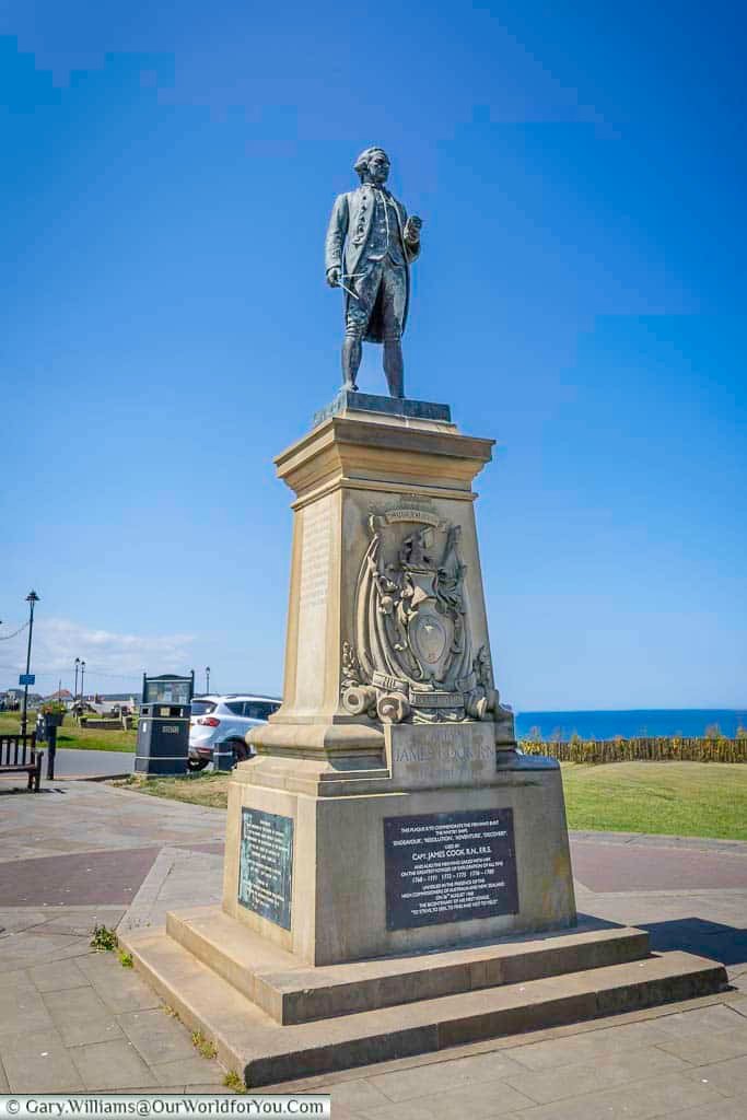 A proud statue of Captain James Cook gazes out over the sea from Whitby’s West Cliff, honouring the explorer’s maritime legacy. This historic monument marks Cook’s early seafaring roots and is a key Whitby attraction.