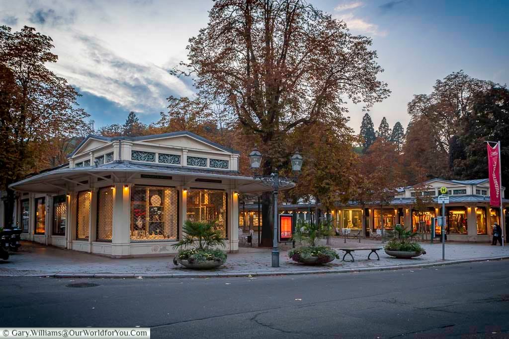 The historic arcade in Baden-Baden is lined with elegant architecture and boutique shops, capturing the town’s timeless charm. These covered walkways are a must-see on any Baden-Baden sightseeing stroll.