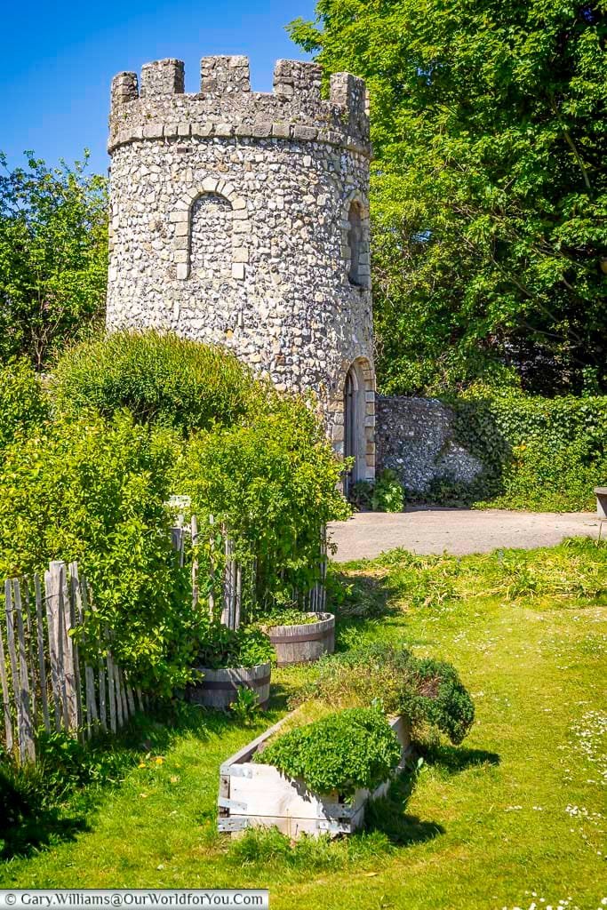 The charming flint-built Prospect Tower tucked amongst the greenery, one of the more unusual architectural features to discover while exploring Lewes.